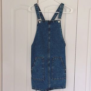 Denim overall mini dress.  Top shop brand size SM/4